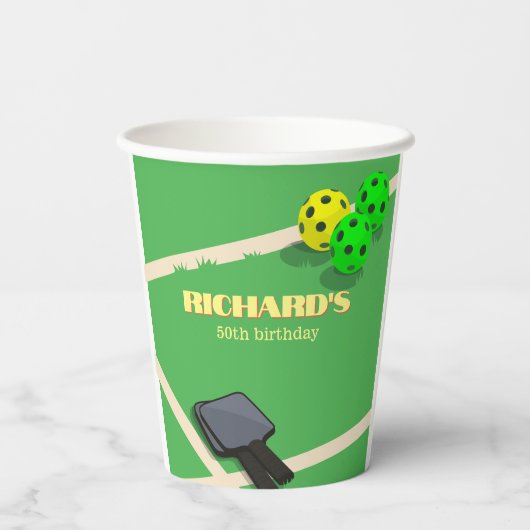 ピクルボールをテーマにしたスポーツダインキング誕生日パーティー 紙コップ (裏面)