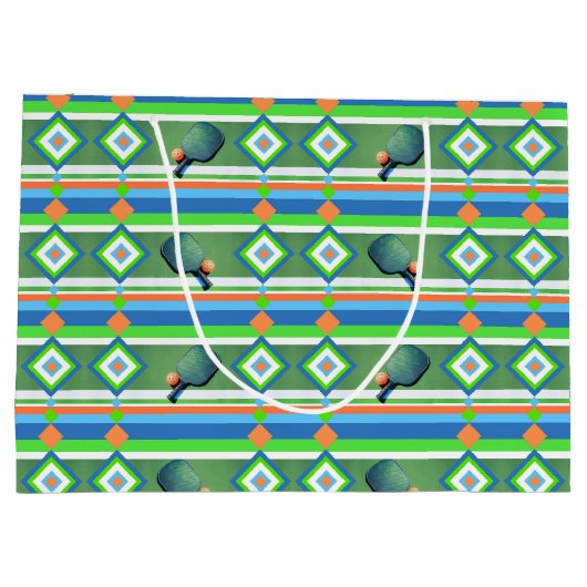 ピクルボールをテーマにした夏のパーティー ラージペーパーバッグ (裏面)