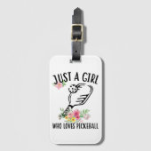 ピクルボールを愛する女の子のみ – フローラパドル ラゲッジタグ (正面縦)