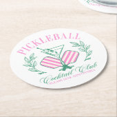 ピクルボールカクテルクラブ ラウンドペーパーコースター (アングル)