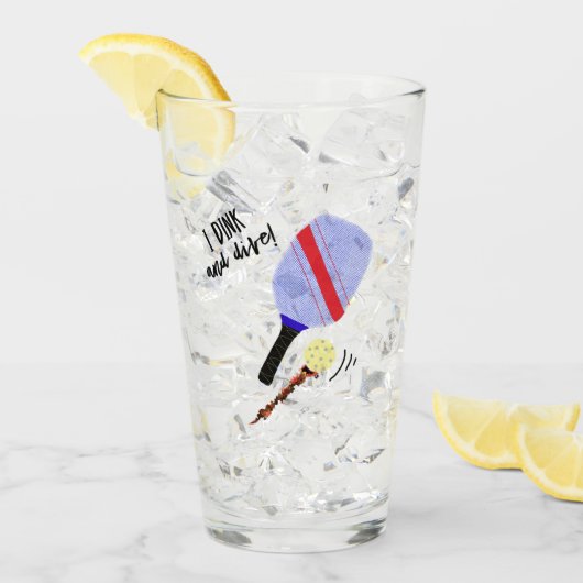 ピクルボールガラスマグカップ タンブラーグラス (アイス正面)