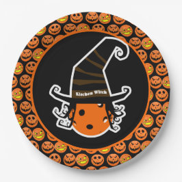 ピクルボールキッチンウィッチかわいいピクルボールハロウィーン ペーパープレート