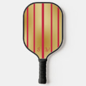 ピクルボールクイーンピンクと名前の金ゴールド ピックルボールラケット (裏面)