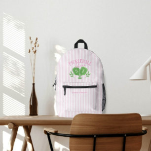 ピクルボールクイーンロゴモノグラム名前をカスタムする プリントバックパック