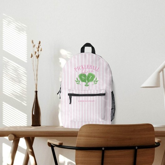 ピクルボールクイーンロゴモノグラム名前をカスタムする プリントバックパック