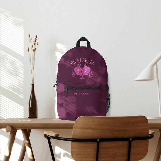 ピクルボールクイーンロゴモノグラム名前をカスタムする プリントバックパック