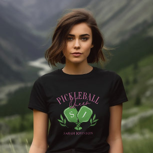 ピクルボールクイーンロゴモノグラム名前をカスタムする Tシャツ