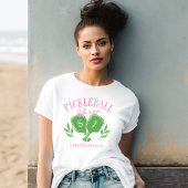 ピクルボールクイーンロゴモノグラム名前をカスタムする Tシャツ