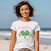 ピクルボールクイーンロゴモノグラム名前をカスタムする Tシャツ