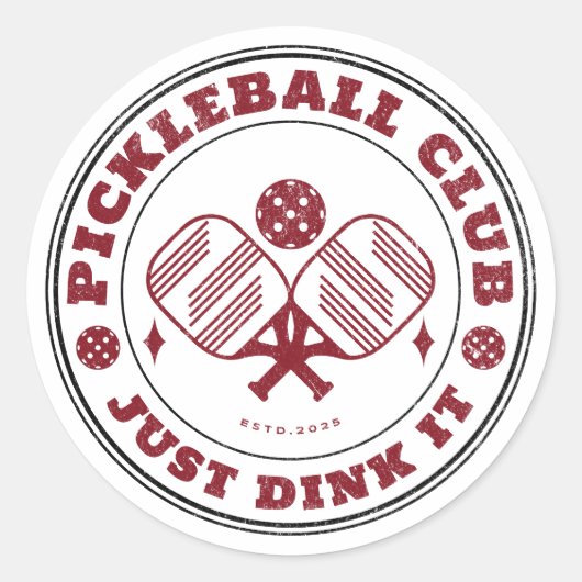 ピクルボールクラブJust Dink Itヴィンテージ ラウンドシール (正面)