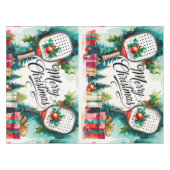 ピクルボールクリスマスをテーマにした テーブルクロス (正面(横))