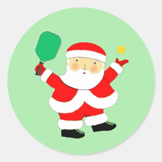 ピクルボールクリスマスクラシックのラウンドステッカー ラウンドシール (正面)