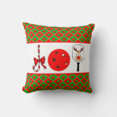 ピクルボールクリスマスジョイキャンディケーンパドルボール クッション (正面)