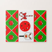 ピクルボールクリスマスジョイキャンディケーンパドルボール ジグソーパズル (横)