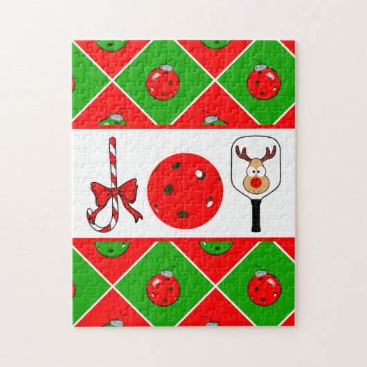 ピクルボールクリスマスジョイキャンディケーンパドルボール ジグソーパズル (縦)
