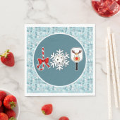 ピクルボールクリスマスジョイブルーとホワイトスノーボール スタンダードランチョンナプキン (インサイチュ)