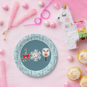 ピクルボールクリスマスジョイブルーとホワイトスノーボール ペーパープレート (パーティー)