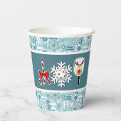 ピクルボールクリスマスジョイブルーとホワイトスノーボール 紙コップ (裏面)