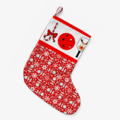 ピクルボールクリスマスジョイ赤と白トナカイ スモールクリスマスストッキング (正面 (吊り時))