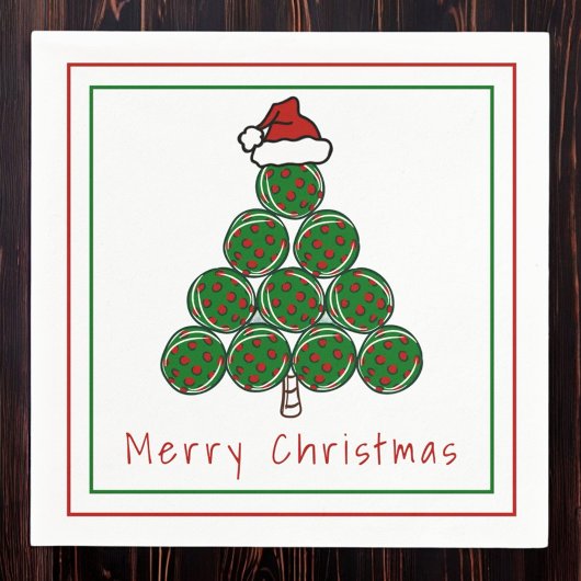 ピクルボールクリスマスツリーメリークリスマスホリデー スタンダードカクテルナプキン