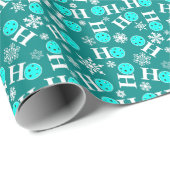 ピクルボールクリスマスブルーホワイトホホホホホホスノーフレーク ラッピングペーパー (ロールコーナー)