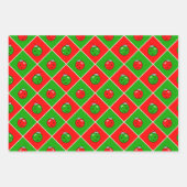 ピクルボールクリスマスレッドグリーンオーナメントスノーボール ラッピングペーパーシート (正面2)