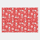 ピクルボールクリスマスレッドグリーンオーナメントスノーボール ラッピングペーパーシート (正面)