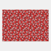 ピクルボールクリスマスレッドグリーンブルーホホホホホー雪 ラッピングペーパーシート (正面3)