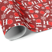 ピクルボールクリスマスレッドホワイトホーホホー雪の結晶 ラッピングペーパー (ロールコーナー)