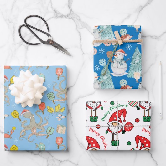 ピクルボールクリスマス包装紙シート ラッピングペーパーシート (正面)