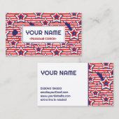 ピクルボールコーチ – 白のアメリカのパターン 名刺 (正面/裏面)