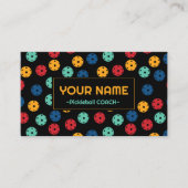 ピクルボールコーチ – 黄色、ミント、および青のピクルバル 名刺 (正面)