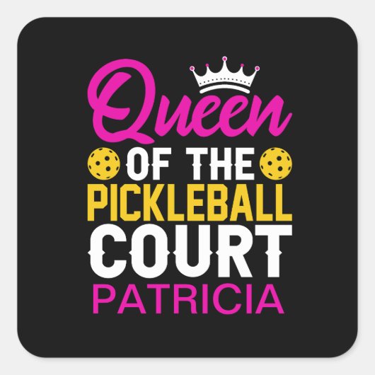 ピクルボールコートモノグラム名のクイーン スクエアシール (正面)