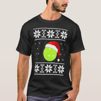 ピクルボールサンタハット醜いクリスマスシャツ Tシャツ