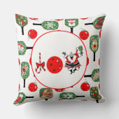 ピクルボールジョイクリスマスクリスマスパーティーレッドグリーンパドル クッション (裏面)