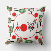 ピクルボールジョイクリスマスクリスマスパーティーレッドグリーンパドル クッション (正面)