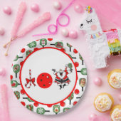 ピクルボールジョイクリスマスクリスマスパーティーレッドグリーンパドル ペーパープレート (パーティー)