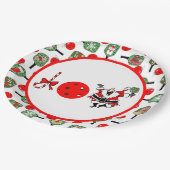 ピクルボールジョイクリスマスクリスマスパーティーレッドグリーンパドル ペーパープレート (アングル)