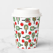 ピクルボールジョイクリスマスクリスマスパーティーレッドグリーンパドル 紙コップ (裏面)