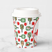 ピクルボールジョイクリスマスクリスマスパーティーレッドグリーンパドル 紙コップ (右)