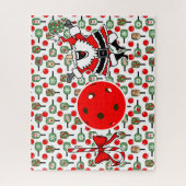 ピクルボールジョイクリスマスサンタパドルレッドグリーン ジグソーパズル (縦)