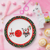 ピクルボールジョイクリスマスパーティーレッドグリーンとブラック ペーパープレート (パーティー)