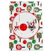 ピクルボールジョイクリスマスパーティーレッドグリーンとブラック ミディアムペーパーバッグ (裏面)