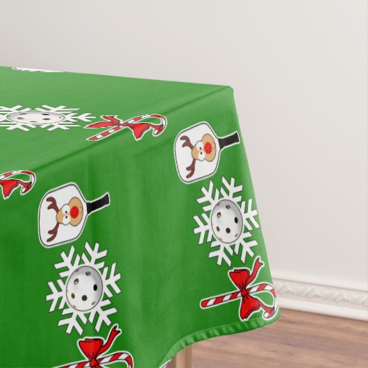 ピクルボールジョイクリスマスパーティーレッドグリーンスノーフレーク テーブルクロス (インサイチュ)