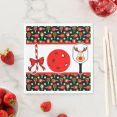 ピクルボールジョイクリスマスパーティー赤い緑オンブラック スタンダードランチョンナプキン (インサイチュ)