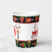 ピクルボールジョイクリスマスパーティー赤い緑オンブラック 紙コップ (右)