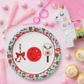 ピクルボールジョイクリスマスパーティー赤い緑オンブルー ペーパープレート (パーティー)