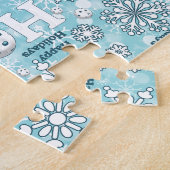 ピクルボールジョイクリスマスホホホホホホスノーボールブルー ジグソーパズル (側面)