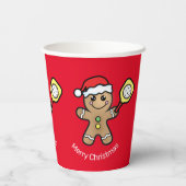 ピクルボールジンジャーブレッドカスタムボーイ文字赤 紙コップ (裏面)