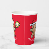 ピクルボールジンジャーブレッドカスタムボーイ文字赤 紙コップ (右)